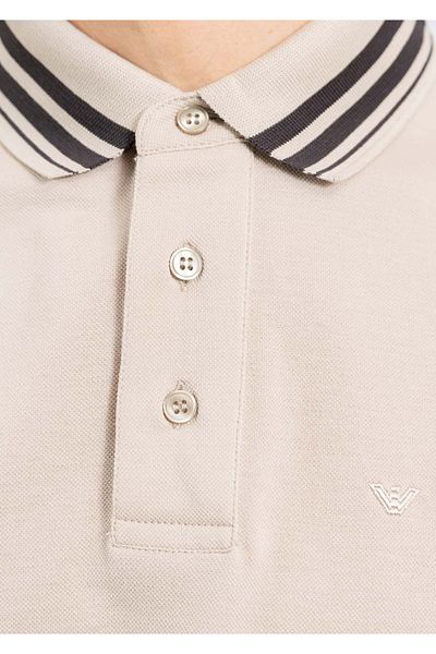Emporio Armani Men's Polo Neck Button Closure Short Sleeve Beige Polo Neck T-Shirt Em 000859   Af12955-U1098