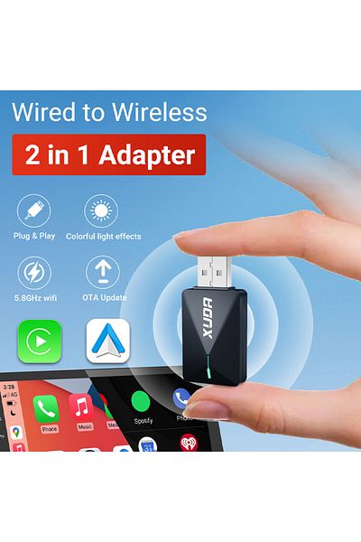 Choice carplay and auto XUDA 2025 NEW 2in1 Wired to Wireless CarPlay and Android Auto Mini Adapter 5GHz Wi