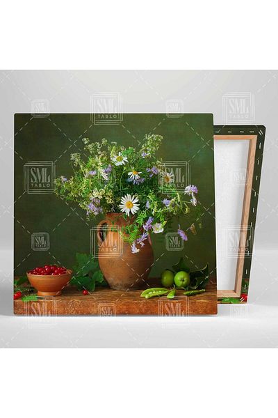 SML TABLO Decorare farfurie cu fructe de flori în interiorul testului de sol Pictură pătrată pe pânză