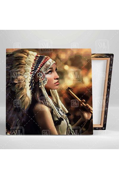 SML TABLO Γυναικεία έθνικ στολή με κόκκινο δέρμα Grace Woman Makeup Square Canvas Painting