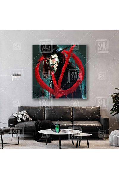 SML TABLO V For Vendetta Illustration Μάσκα Ιδέες Μην είναι αντικείμενο Τετράγωνος πίνακας σε καμβά