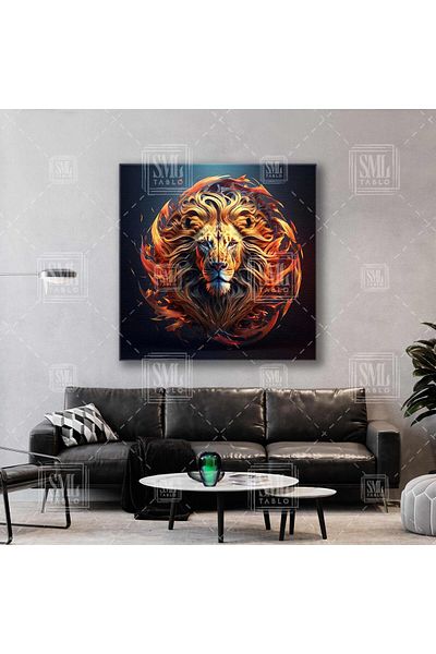SML TABLO Regulul pădurilor, leul nobil, pictură decorativă pe pânză pătrată
