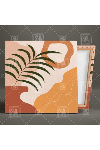 SML TABLO Ghiveci de flori de culoare terazzo și pictură pătrată de pânză cu design Boho