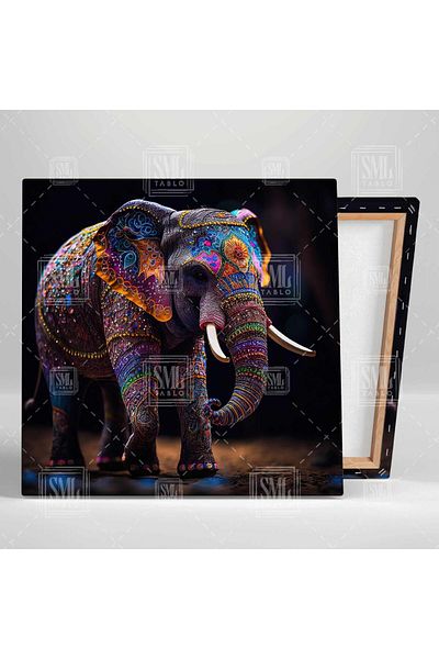 SML TABLO Αξεσουάρ με χάντρες και αξεσουάρ Elephant Forest Nature Square Canvas Painting