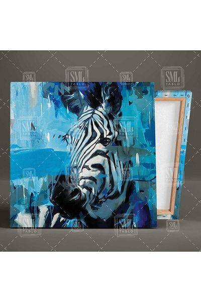 SML TABLO Zebra Stripes Brush Traces Pictură decorativă pătrată pe pânză