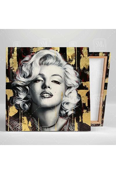SML TABLO Pictură pe pânză pătrată Marlyn Monroe Legend Player cu detalii aurii