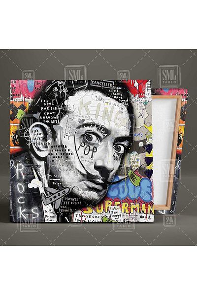 SML TABLO Salvador Dali Graffiti Street Art Street Art Pictură pătrată pe pânză