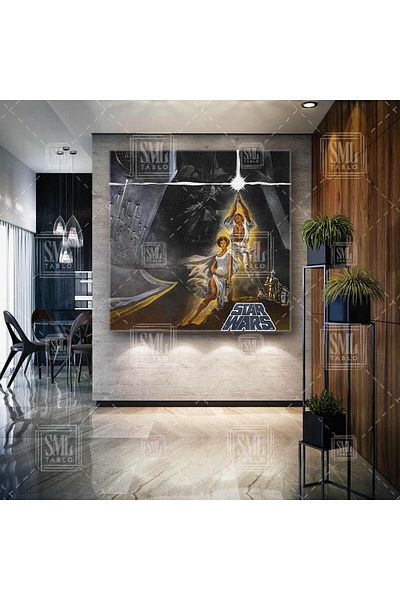 SML TABLO Star Wars Ταινία Star Wars Νοσταλγική Εικονογράφηση Αφίσα Τετράγωνη ζωγραφική σε καμβά