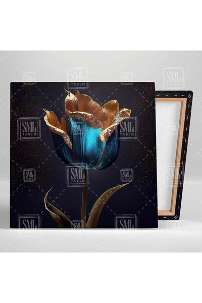 SML TABLO Auriu Detaliat Albastru Rose Gold Sclipici Pictură Decorativă Pătrată de Lux