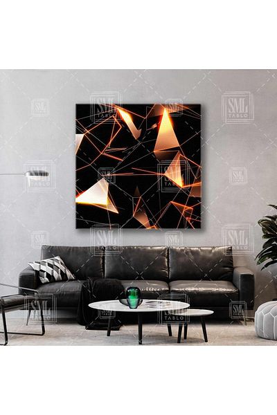 SML TABLO Reflecții de lumină galbenă Decorare modernă geometrică Pictură pătrată pe pânză