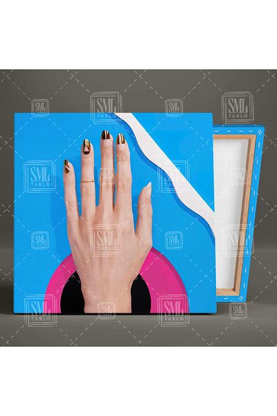 SML TABLO Gold Nail Art Forme geometrice Ornament pentru unghii Nail Studio Pictură pătrată pe pânză