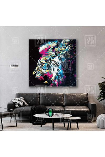SML TABLO The Roaring Lion Graffiti Street Art Κατακόρυφος πίνακας σε καμβά