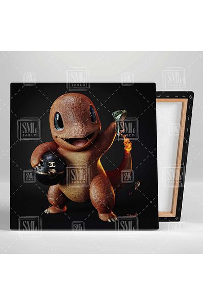 SML TABLO Pokemon Luxury Poketopu Charmender Dragon Χαρακτήρας κινουμένων σχεδίων Τετράγωνος πίνακας σε καμβά