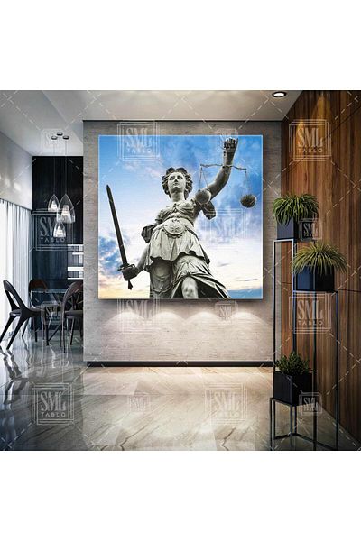 SML TABLO Biroul de avocatura Statuia Themis Decorare Pictură pătrată pe pânză