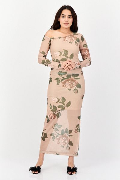 No Comment Women Floral Print Midi Dress, Multicolor