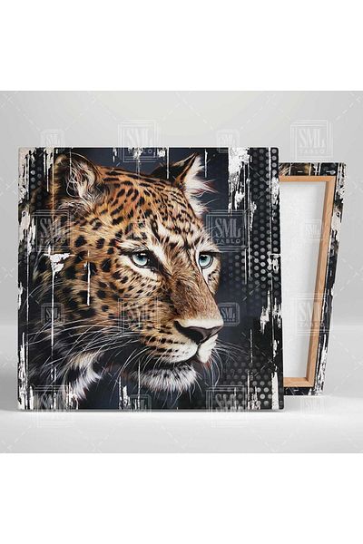 SML TABLO Blue Eyes Leopard Animal Decor Pictură pătrată pe pânză
