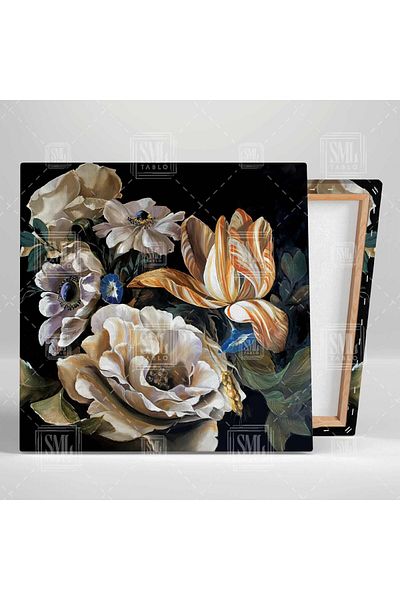 SML TABLO Buchet de flori Aranjament floral mare Pictură decorativă pătrată pe pânză