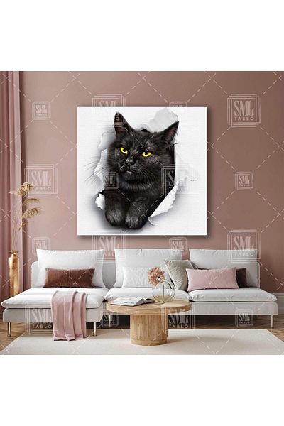 SML TABLO Cute Cat Animal Square Canvas Print de pe pânză