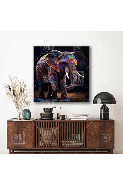 SML TABLO Αξεσουάρ με χάντρες και αξεσουάρ Elephant Forest Nature Square Canvas Painting
