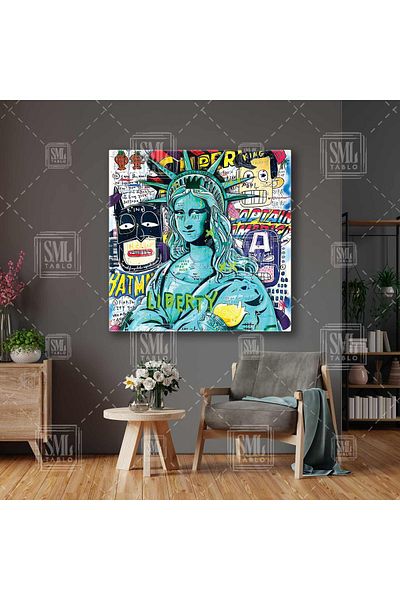 SML TABLO Mona Lisa Statuia Libertății Graffiti Street Art Street Art Pictură pătrată pe pânză