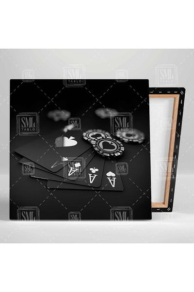 SML TABLO Μαύρο και ασημί παιγνιδιάρικο καρτέλα Ace Tile Cup Spade Fly Chip Πολυτελές τετράγωνο καμβάς