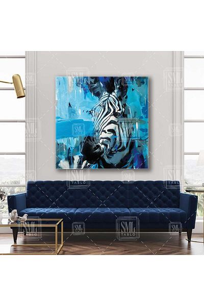 SML TABLO Zebra Stripes Brush Traces Pictură decorativă pătrată pe pânză