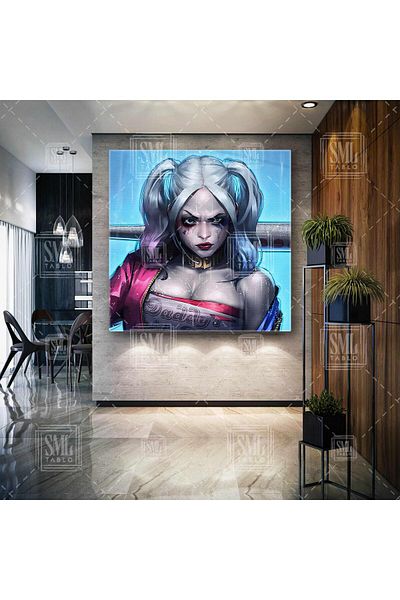 SML TABLO Harley Quinn Illustration Joker Lover Dc Universe Τετράγωνος πίνακας σε καμβά