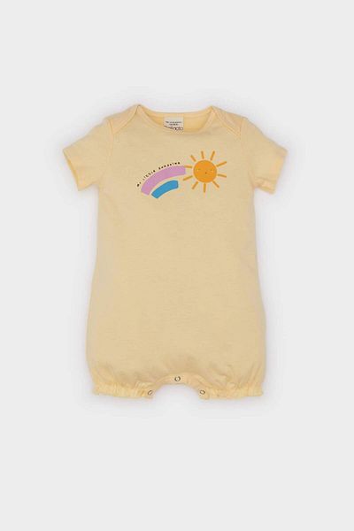 DeFacto Baby Girl Newborn Rainbow Printed Short Sleeve Combed Jumpsuit E4020A525Sm