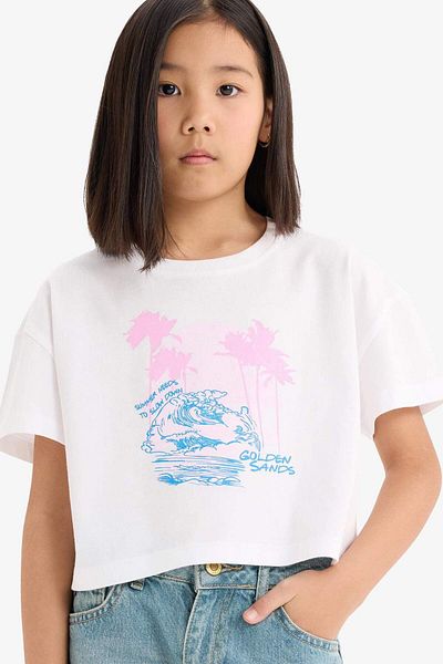 DeFacto Tricou cu mânecă scurtă cu imprimeu pentru fete E0384A825SM