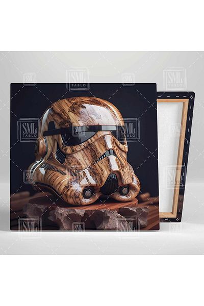 SML TABLO Star Wars Wood Art Deco Stormtrooper Mask Masque Square Canvas Painting