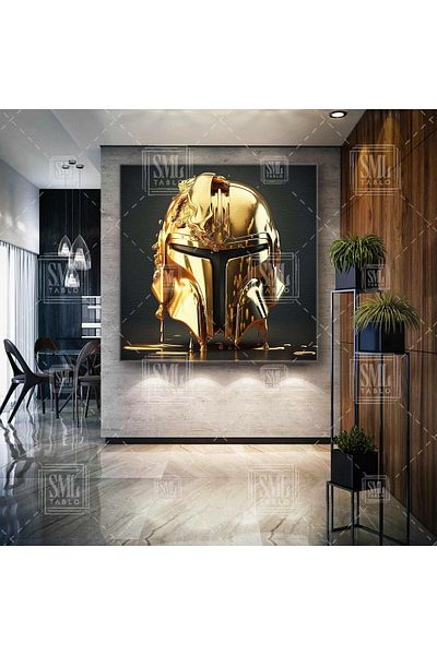 SML TABLO Star Wars Gold Jedi Mask Gold Liquid Mask Pictură pătrată pe pânză
