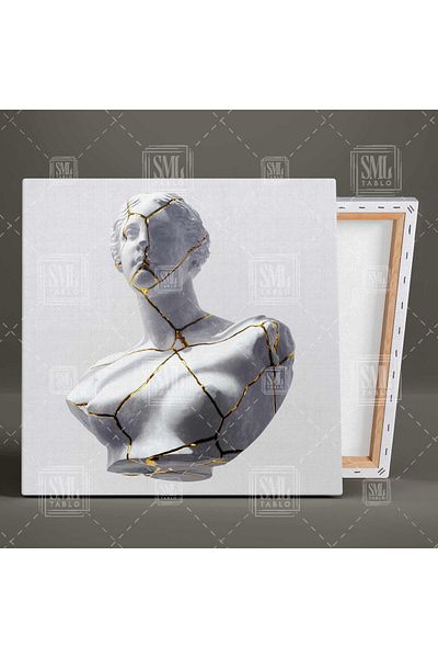 SML TABLO Statuie cu detalii aurii Torso Decorare Artă Pictură pe pânză pătrată