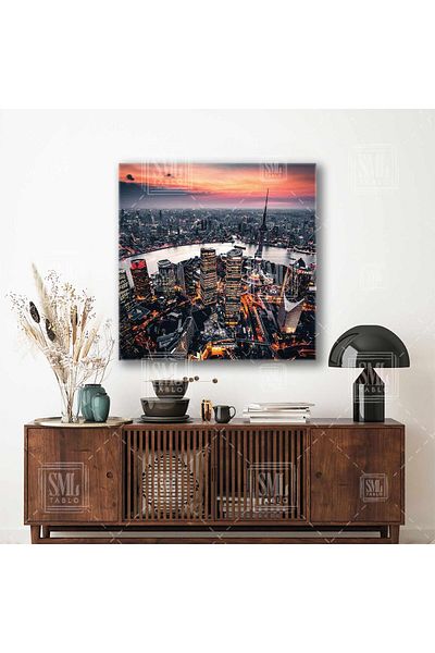 SML TABLO Metropol Cityscape City View River City Planificare Pătrat Canvas Painting