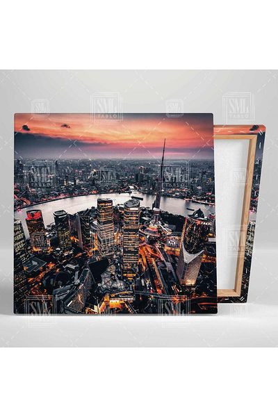 SML TABLO Metropol Cityscape City View River City Planificare Pătrat Canvas Painting