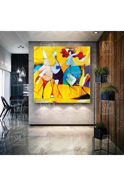 SML TABLO Faimosul pictor Picasso Cubism Pictură pătrată abstractă pe pânză