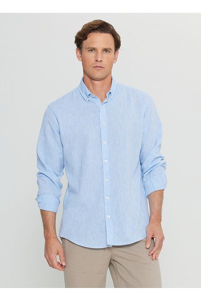 ALTINYILDIZ CLASSICS Altinyildiz Classics Comfort Fit Button-down Collar Blue Men's Shirt ACE020252163_MAV