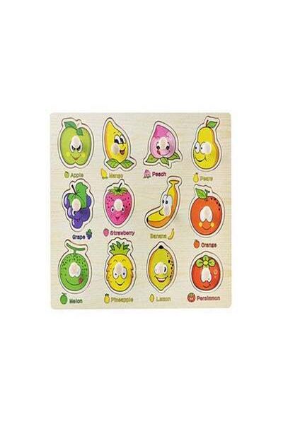 HALAMODO 12-Piece Fruit Designed Wooden Pegged Puzzle
