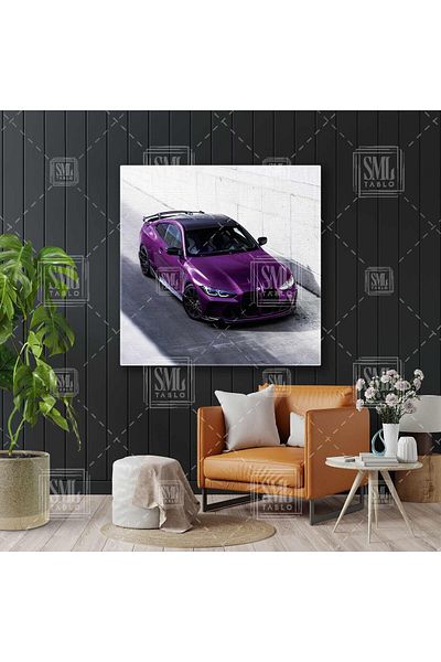 SML TABLO Μωβ αθλητικό αυτοκίνητο Bmv Sport Car Square Canvas Πίνακας