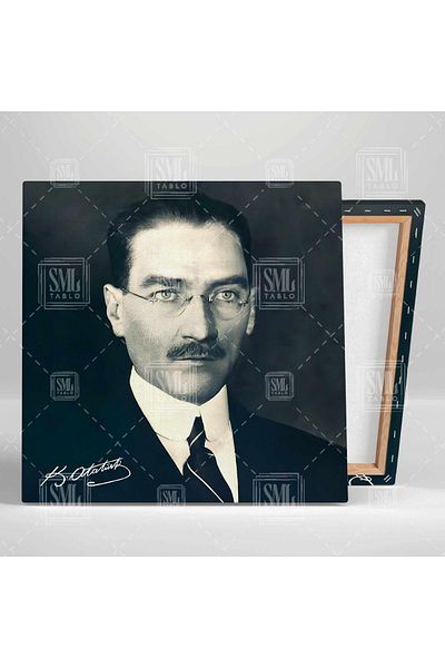 SML TABLO Mustafa Kemal Atatürk Carizma cu ochelari Pictură pe pânză pătrată