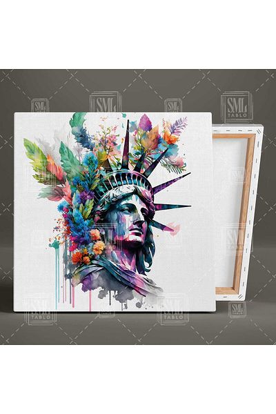 SML TABLO Statuia Libertății cu efect de acuarelă Pictură pe pânză New York Square