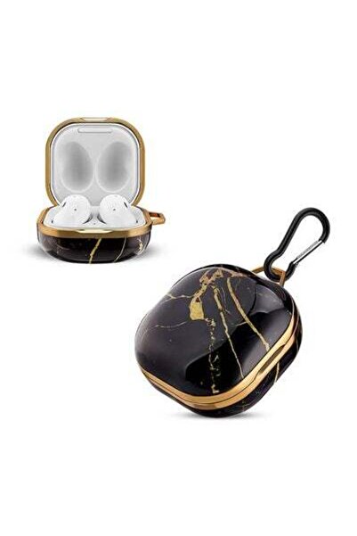 HALAMODO غطاء حماية لسماعات جالكسي بادز برو مع خطاف سلسلة مفاتيح - أسود، ذهبي