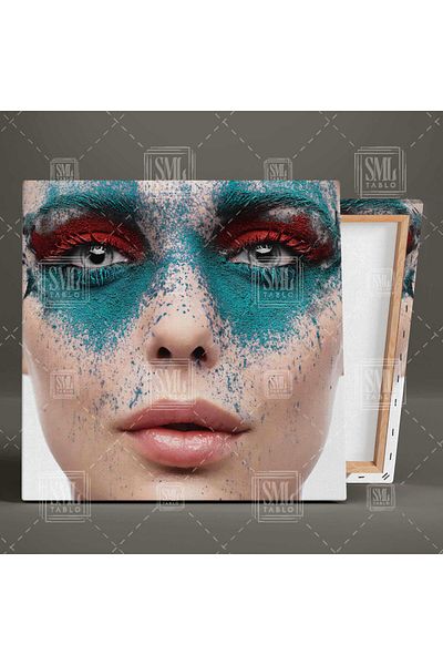 SML TABLO Machiaj pentru ochi cu pudră albastră și roșie pentru femei Make Up Salon de frumusețe Pictură pătrată pe pânză