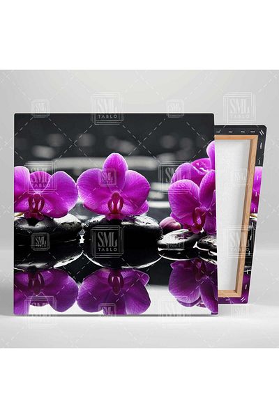 SML TABLO Zen Stones Pink Orchid Balance Spa Massage Center Τετράγωνος πίνακας σε καμβά