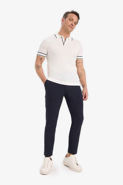 DeFacto Πλεκτό μπλουζάκι Polo με κοντό μανίκι Standard Fit E3251AX25SM
