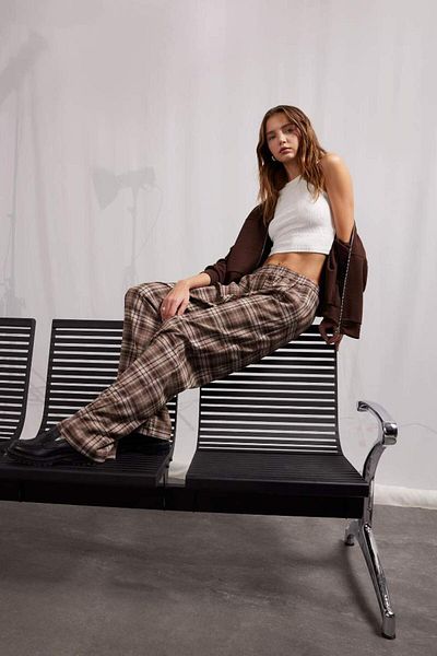 DeFacto New Season Coool Straight Fit Checked Fabric Trousers Checked Normal Waist