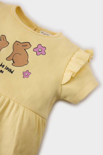 DeFacto Baby Girl Newborn Printed Ribbed Camisole Short Sleeve Romper E7950A525Sm