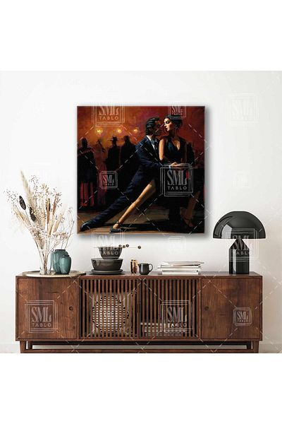 SML TABLO Dancing Passionate Couple Tango Dance of Love Square Canvas Print