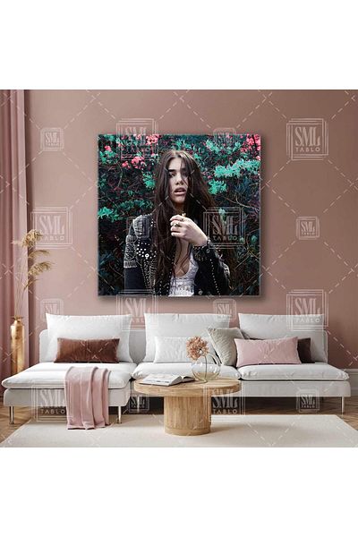 SML TABLO Dua Lipa Music Art Τετράγωνος πίνακας σε καμβά