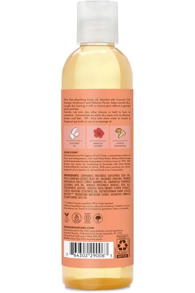 Shea Moisture Coconut & Hibiscus Bath, Body & Massage Oil, 236 ml