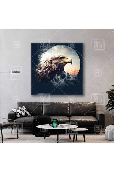 SML TABLO Επιτραπέζιος ζωγραφικής σε καμβά του Noble Eagle Mountains and Sky Charismatic Bird Square